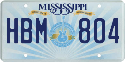 MS license plate HBM804