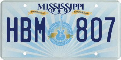 MS license plate HBM807