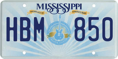 MS license plate HBM850