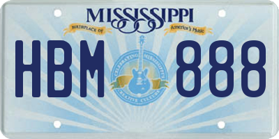 MS license plate HBM888