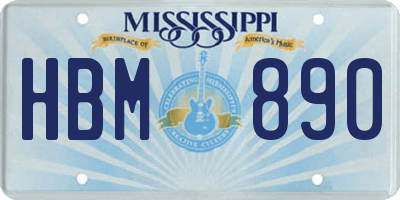 MS license plate HBM890