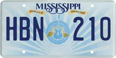 MS license plate HBN210
