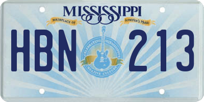 MS license plate HBN213