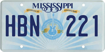 MS license plate HBN221