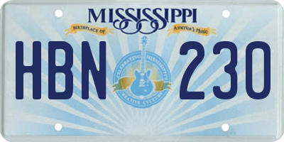 MS license plate HBN230