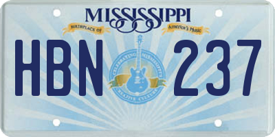 MS license plate HBN237