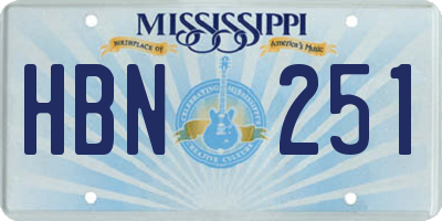 MS license plate HBN251