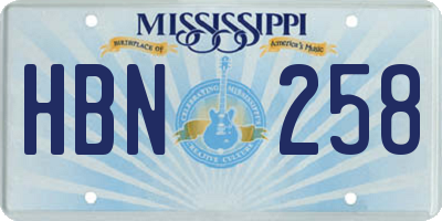 MS license plate HBN258