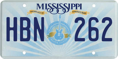 MS license plate HBN262