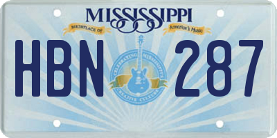 MS license plate HBN287