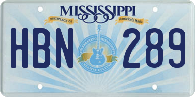 MS license plate HBN289