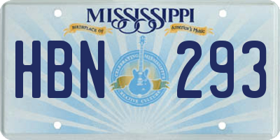 MS license plate HBN293