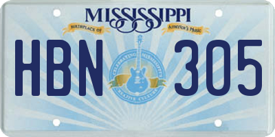 MS license plate HBN305