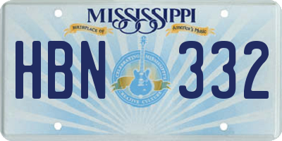 MS license plate HBN332