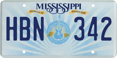 MS license plate HBN342