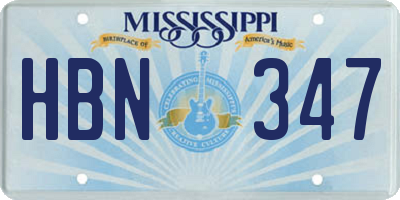 MS license plate HBN347