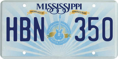 MS license plate HBN350