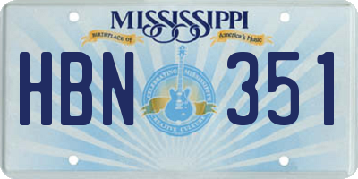 MS license plate HBN351