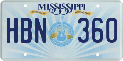 MS license plate HBN360