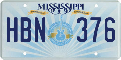 MS license plate HBN376