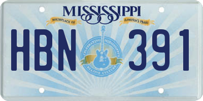 MS license plate HBN391