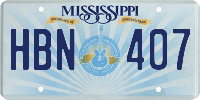 MS license plate HBN407