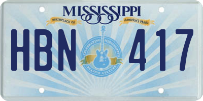 MS license plate HBN417