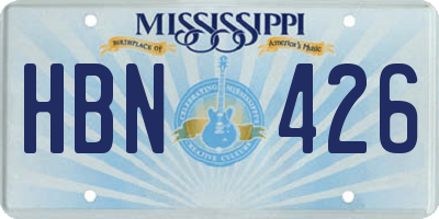MS license plate HBN426
