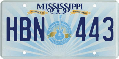 MS license plate HBN443