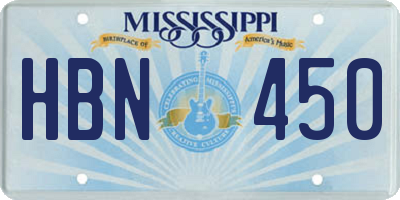 MS license plate HBN450