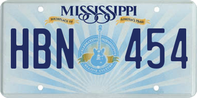 MS license plate HBN454