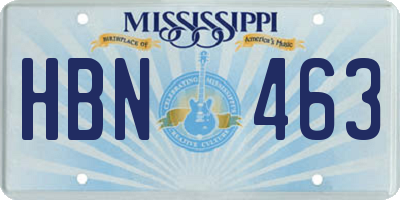 MS license plate HBN463