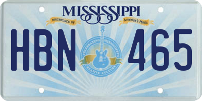 MS license plate HBN465