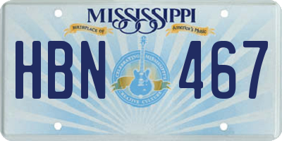MS license plate HBN467