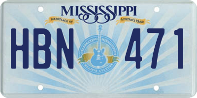 MS license plate HBN471