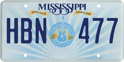 MS license plate HBN477