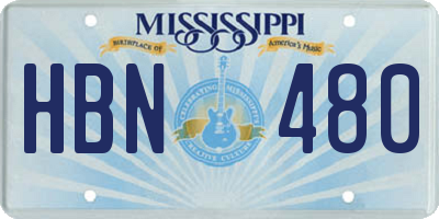 MS license plate HBN480