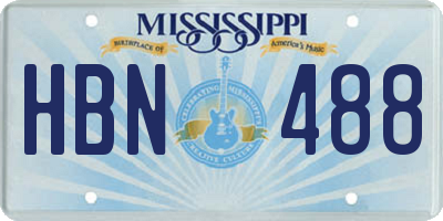 MS license plate HBN488
