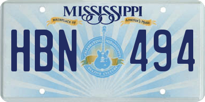 MS license plate HBN494