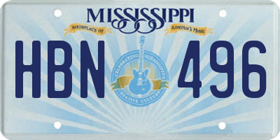 MS license plate HBN496