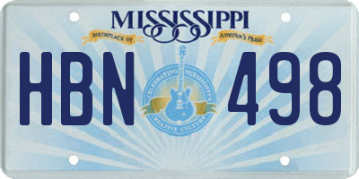 MS license plate HBN498