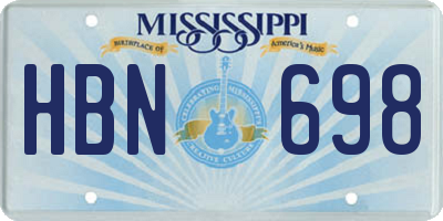 MS license plate HBN698