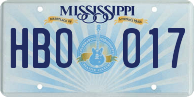 MS license plate HBO017