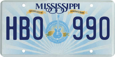 MS license plate HBO990