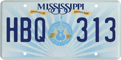 MS license plate HBQ313