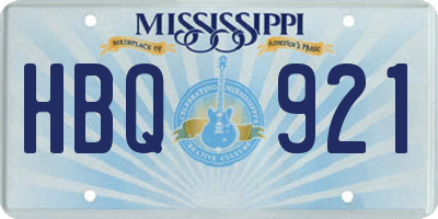 MS license plate HBQ921