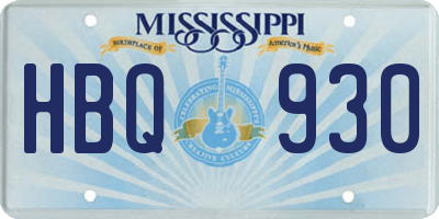 MS license plate HBQ930