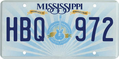MS license plate HBQ972