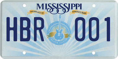 MS license plate HBR001