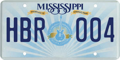 MS license plate HBR004